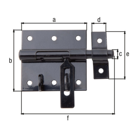 Boite 10 verrous box cadenas 70 x 100mm noir - Alberts