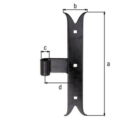 Boite 5 pentures charnière milieu queue de carpe noire 250mm x 35mm Ø14 - Alberts