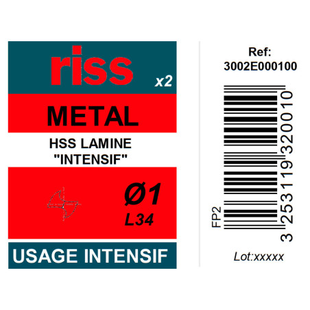 Etui 2 forets à métaux HSS taillés meulés Ø1mm - Riss