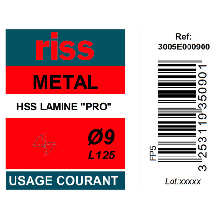 Foret à métaux HSS laminé Pro Ø9mm - Riss