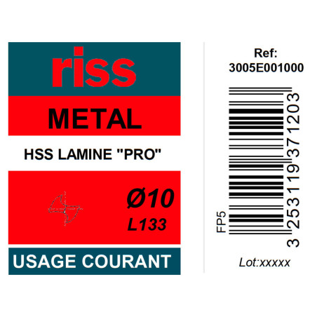 Foret à métaux HSS laminé Pro Ø10mm - Riss