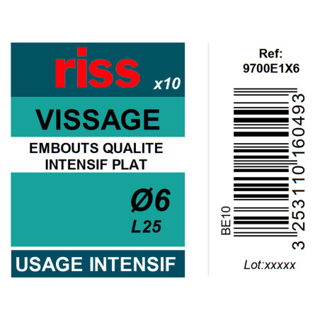 Boite 10 embouts intensifs plats Ø1/6mm x 25mm - Riss