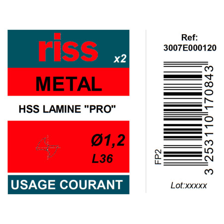 Etui 2 forets à métaux laminé Pro Ø1,2mm - Riss