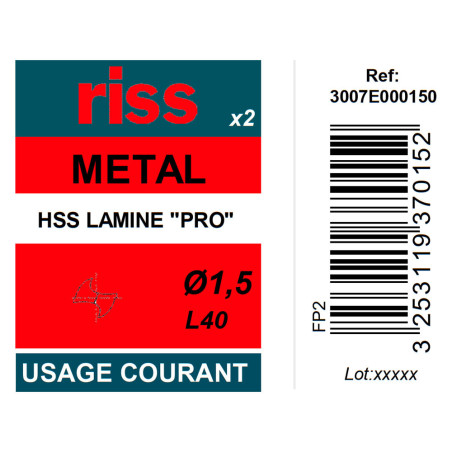 Etui 2 forets à métaux laminé Pro Ø1,5mm - Riss
