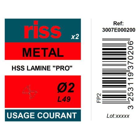 Etui 2 forets à métaux laminé Pro Ø2mm - Riss