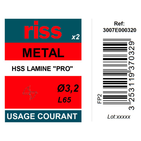 Etui 2 forets à métaux laminé Pro Ø3,2mm - Riss