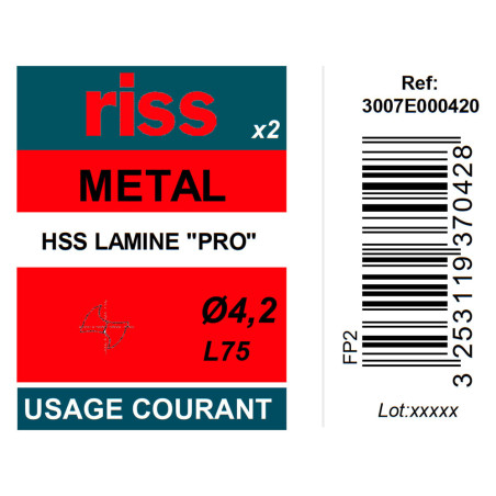 Etui 2 forets à métaux laminé Pro Ø4,2mm - Riss