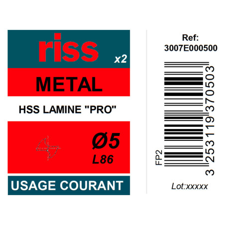 Etui 2 forets à métaux laminé Pro Ø5mm - Riss