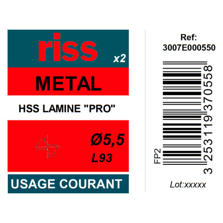 Etui 2 forets à métaux laminé Pro Ø5,5mm - Riss