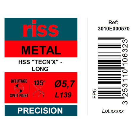 Foret à métaux HSS série longue Ø5,7 x 139mm - Riss