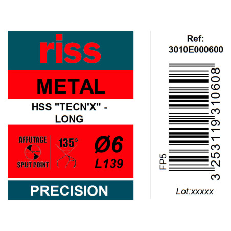 Foret à métaux HSS série longue Ø6 x 139mm - Riss