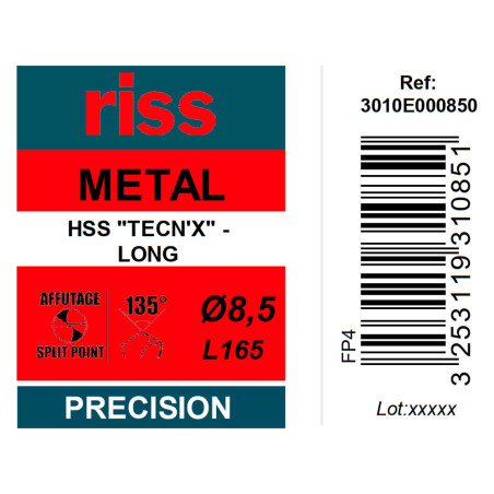 Foret à métaux HSS série longue Ø8,5 x 165mm - Riss