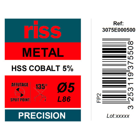 Foret à métaux HSS Cobalt 5% Ø5mm - Riss