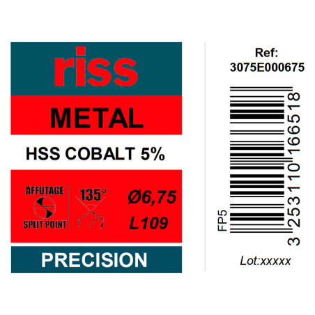 Foret à métaux HSS Cobalt 5% Ø6,75mm - Riss