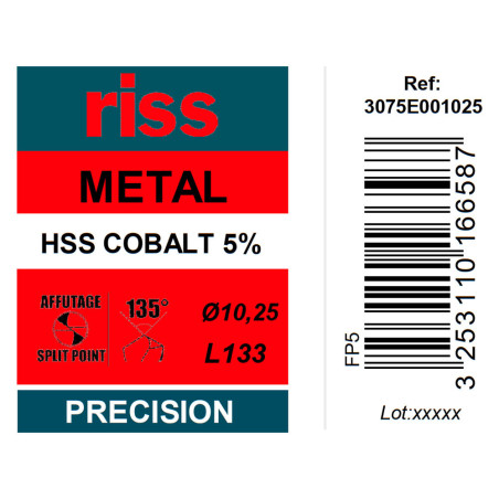 Foret à métaux HSS Cobalt 5% Ø10,25mm - Riss