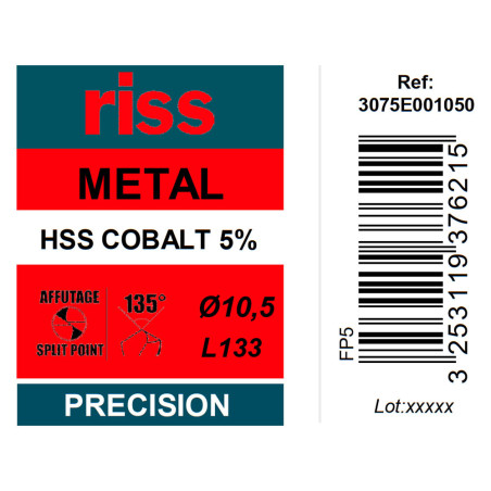 Foret à métaux HSS Cobalt 5% Ø10,5mm - Riss