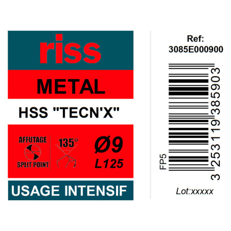 Foret à métaux HSS taillé meulé TECN'X Ø9mm - Riss