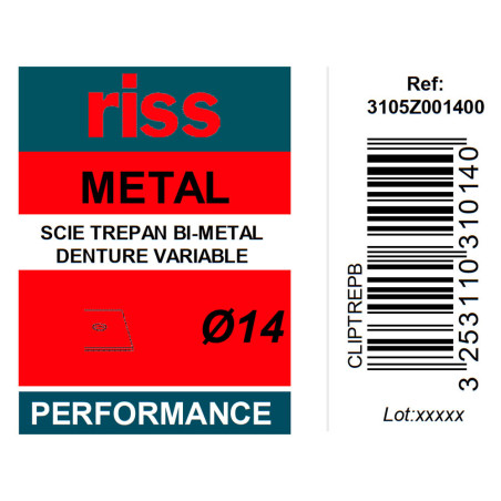 Scie trépan bi-métal denture variable Ø14 x 38mm - Riss