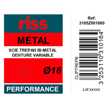 Scie trépan bi-métal denture variable Ø16 x 38mm - Riss