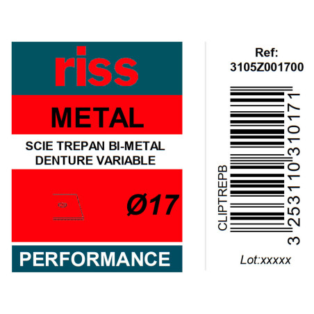 Scie trépan bi-métal denture variable Ø17 x 38mm - Riss