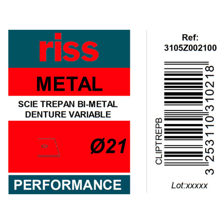 Scie trépan bi-métal denture variable Ø21 x 38mm - Riss