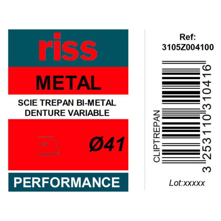 Scie trépan bi-métal denture variable Ø41 x 38mm - Riss