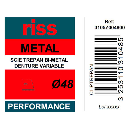 Scie trépan bi-métal denture variable Ø48 x 38mm - Riss