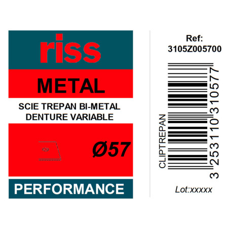 Scie trépan bi-métal denture variable Ø57 x 38mm - Riss