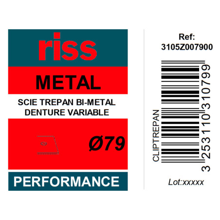 Scie trépan bi-métal denture variable Ø79 x 38mm - Riss