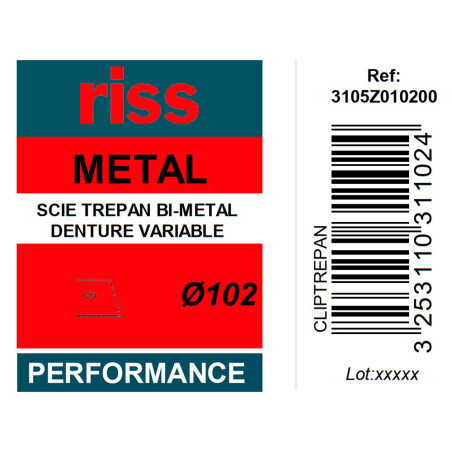 Scie trépan bi-métal denture variable Ø102 x 38mm - Riss