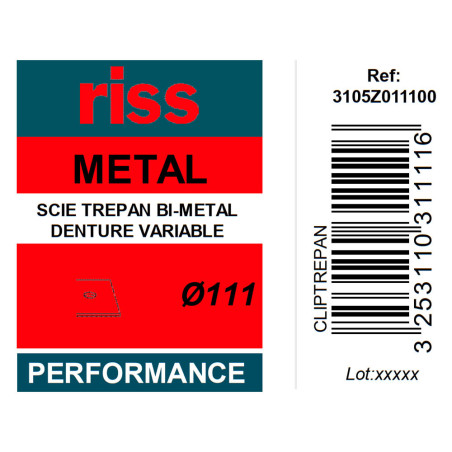 Scie trépan bi-métal denture variable Ø111 x 38mm - Riss