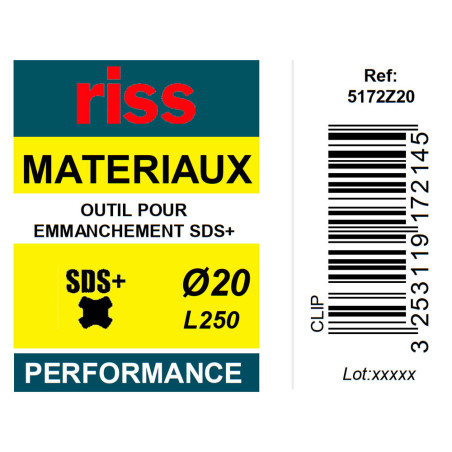 Burin pour emmanchement SDS+ 20mm - Riss