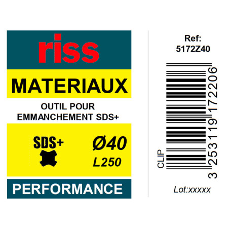 Burin pour emmanchement SDS+ 40mm - Riss