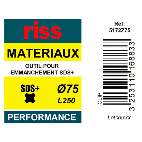 Burin pour emmanchement SDS+ 75mm - Riss