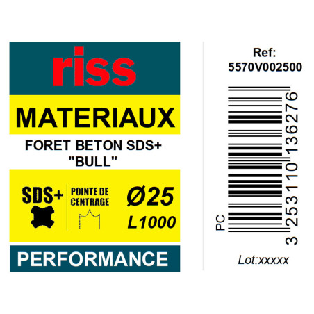 Foret béton SDS+ Bull Ø25 x 1000mm - Riss