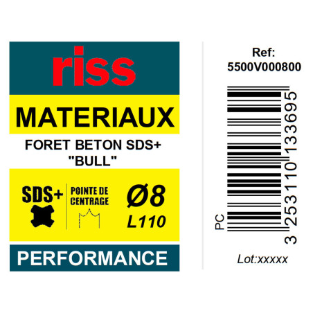 Foret béton SDS+ Bull Ø8 x 110mm - Riss