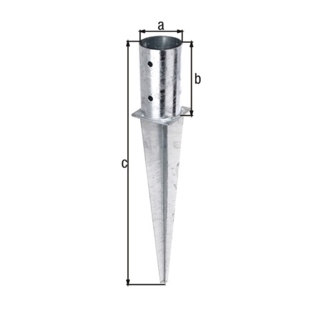 Support pour poteau bois rond Ø81mm à enfoncer - Alberts