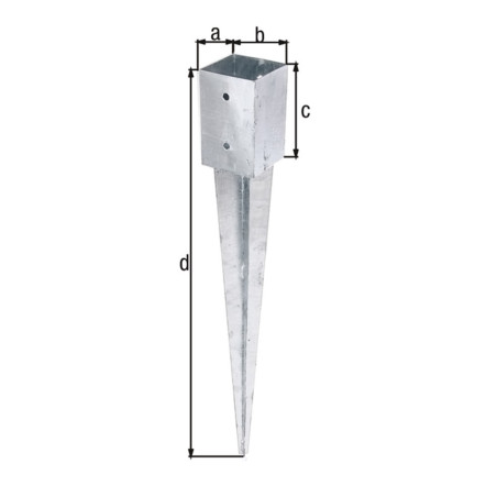 Support pour poteau bois carré 91 sur 91mm à enfoncer - Alberts