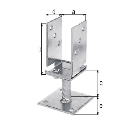 Support de poteau U pour clôture Ø34mm x 19 x 90mm - Alberts