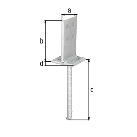 Support pour poteau en T avec traverse à sceller 200mm - Alberts