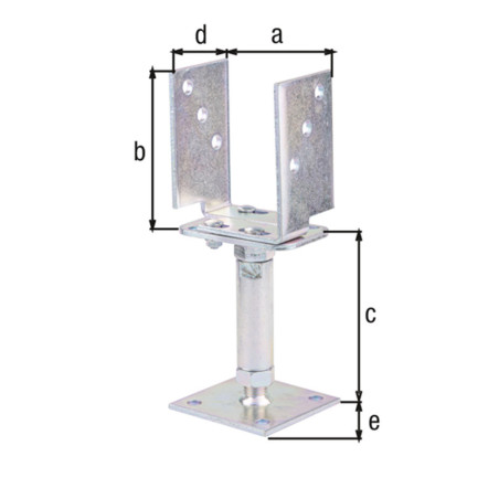 Support plat en U réglable 150 / 190mm - Alberts