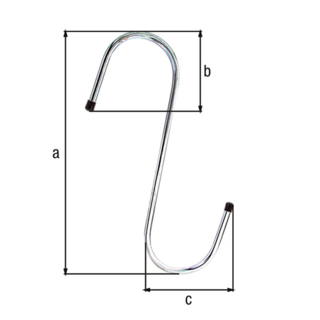 Crochet en S pour barre Ø6 - 180 x 70 x 60mm - Alberts