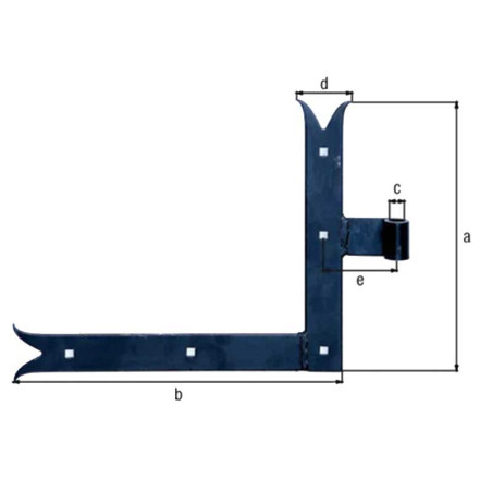 Penture équerre gauche queue de carpe zinguée noir 250 x 300 - Alberts