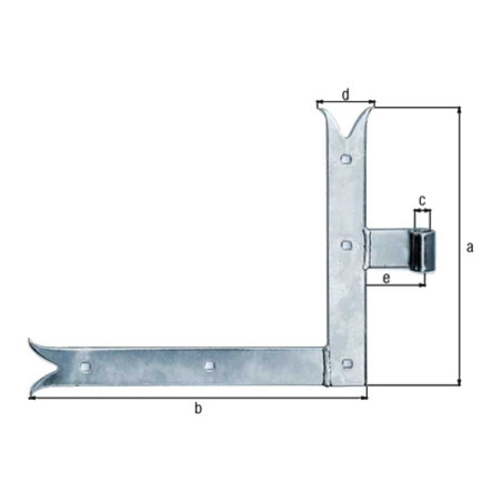 Penture équerre gauche queue de carpe zinguée 250 x 300 - Alberts