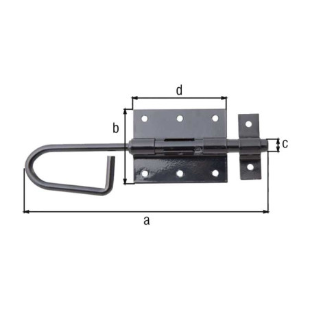 Verrou baïonnette Ø12 x 200mm zingué noir - Alberts