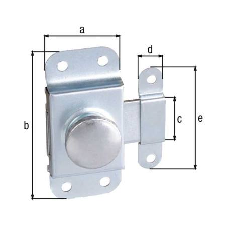 Verrou bouton zingué avec gâche 30 x 69mm - Alberts