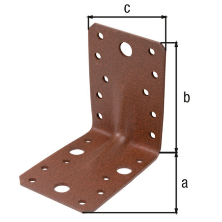 Boite 25 équerres renforcées nervurées 90 x 90 x 65mm brun rouille Duravis - Alberts