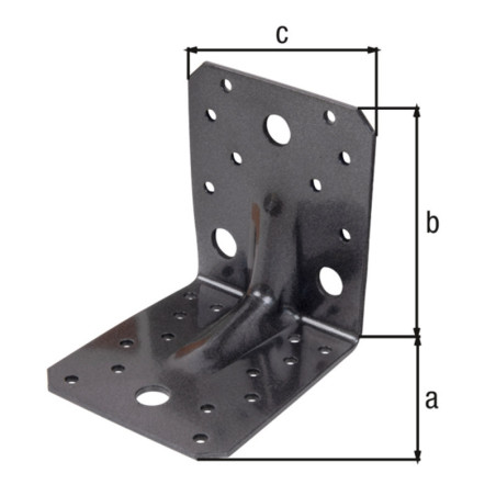 Equerre renforcée nervurée 105 x 105 x 90mm noir diamant Duravis - Alberts