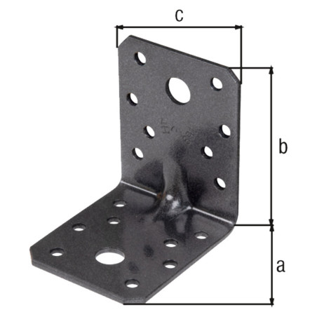 Equerre renforcée nervurée 70 x 70 x 55mm noir diamant Duravis - Alberts