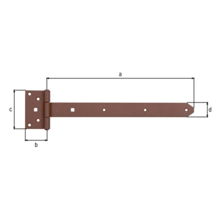 Boite 6 pentures anglaises 391 x 59 x 103mm brun rouille Duravis - Alberts